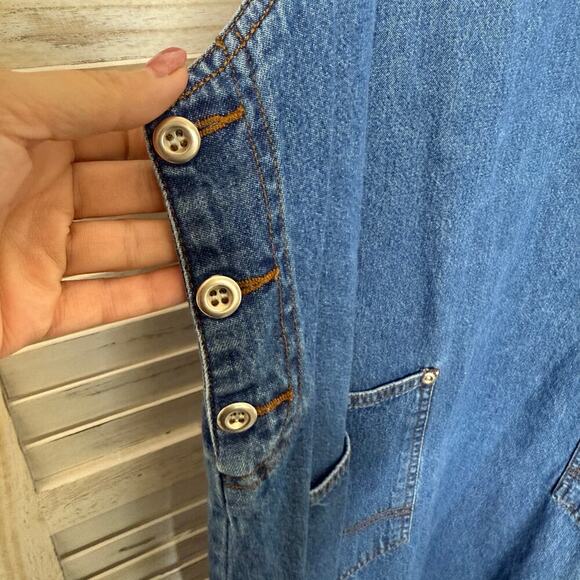 VINTAGE EXPRESSIONS Women's PLUS 1X Y2K Denim Sleeveless Maxi Jean Dress Pockets - Picture 8 of 14